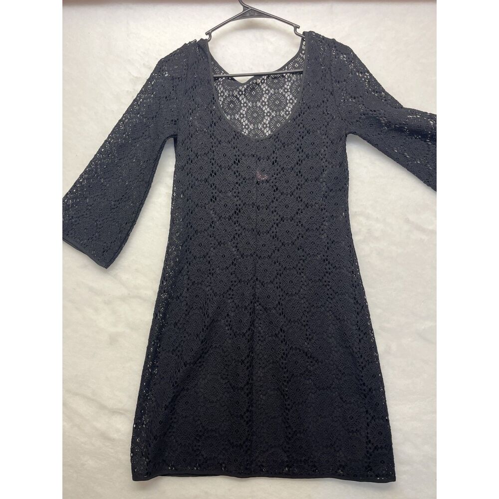 Lilly Pulitzer Topanga Black crochet long sleeve dress- small - Picture 2 of 4